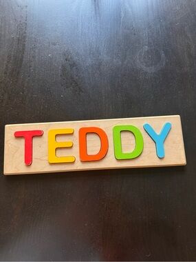 Colorful 'TEDDY' Wooden Name Puzzle - Multicolor Kids Toy